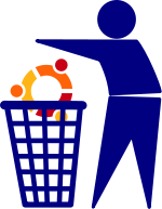 Ubuntu logo in the trash can